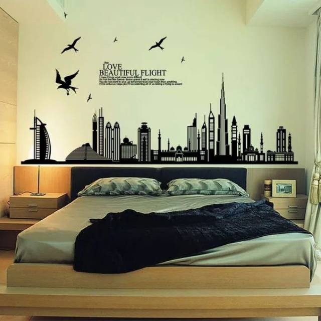 Stiker Dinding  Wallpaper  60x90cm Motif Karakter kota Dubai 