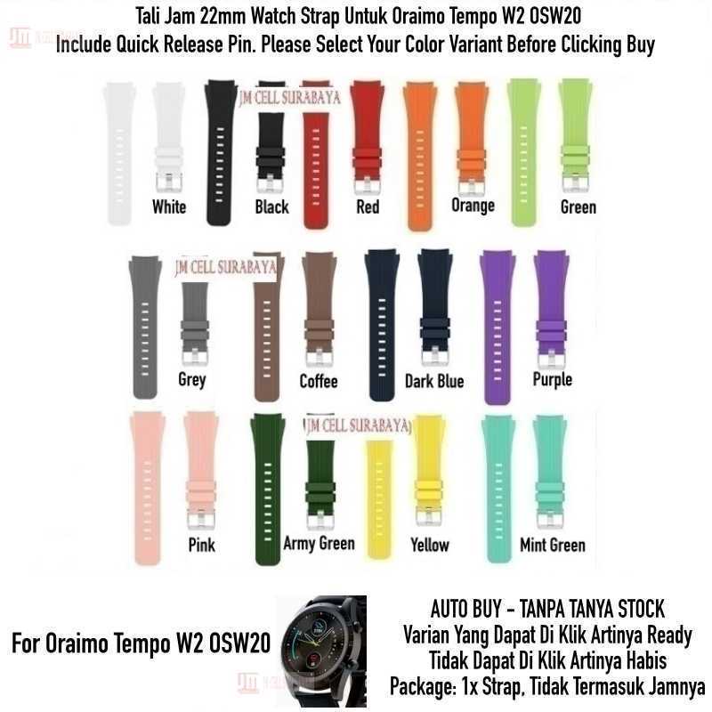 Watch Strap Oraimo Tempo W2 OSW20 OSW 20 - Tali Jam 22mm Vertical Rubber Silikon