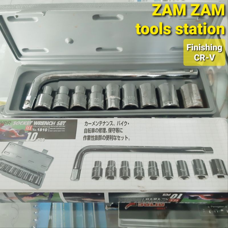 Kunci Sok 10 Pcs Socket Wrench Set VPR Hand Tools 1810 Shock Multiguna