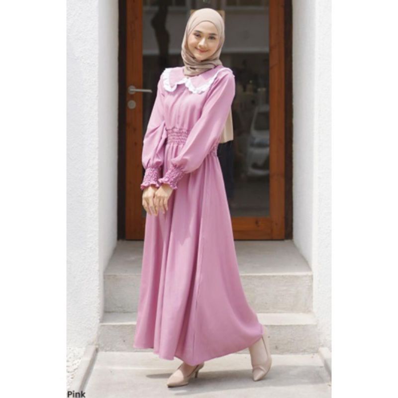 Gamis monscrep Sharie Maxi | Gamis Muslim | Busui Friendly | Fashion Muslim Gamis Kancing Aktif