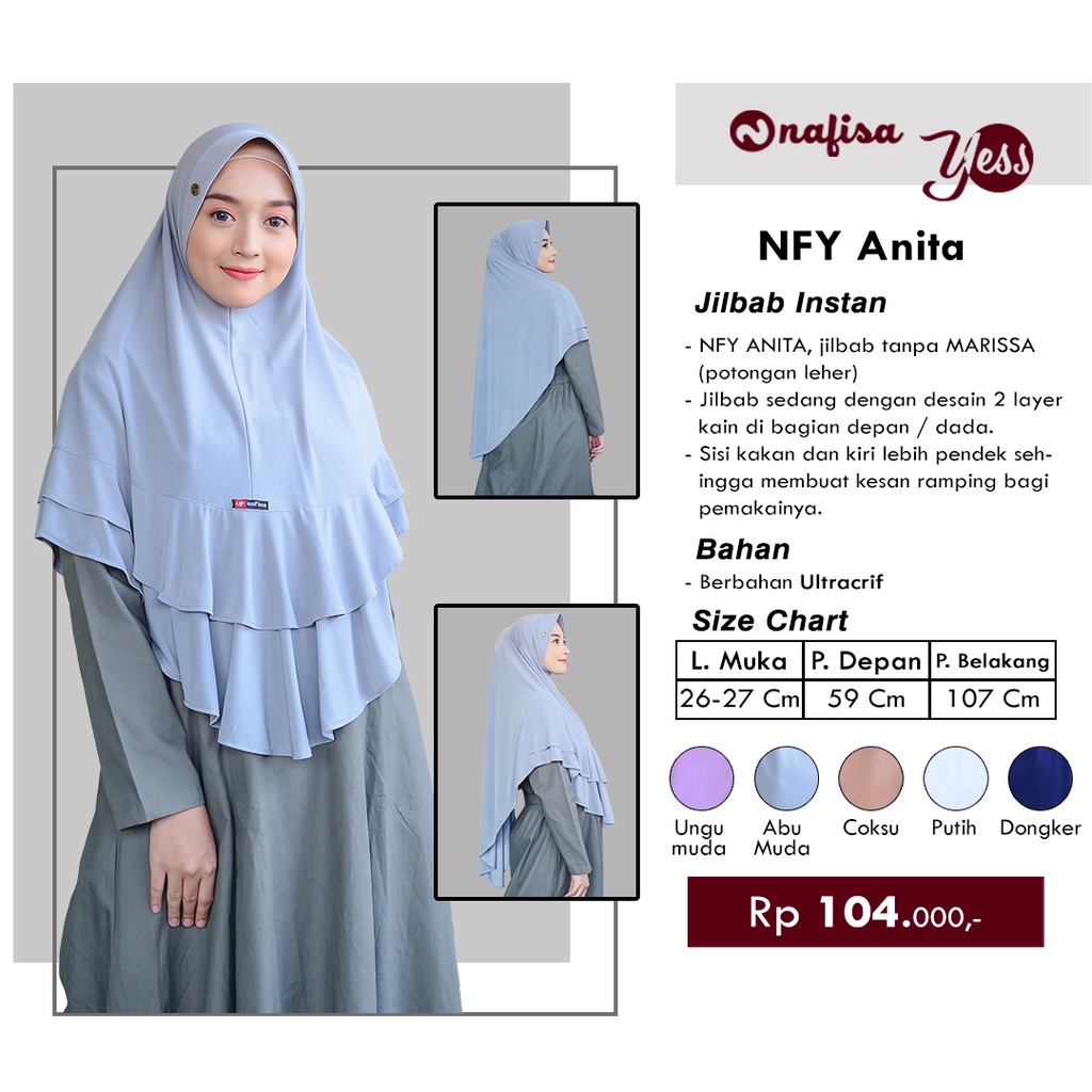 Hijab Instan Bergo Syari Promo Nafisa ANITA | Jilbab Instan Jumbo Bergo Kerudung Instan Pad Kecil