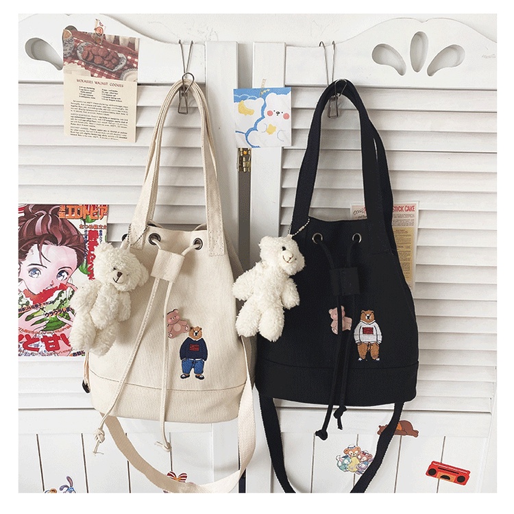 NAOMI - Tote Bag Import Lucy Cute Tas Fashion Bag - Tas Wanita Black Shoulder Bag Sling Bag Premium Fashion - canvas premium bag - tas canvas - tote bag