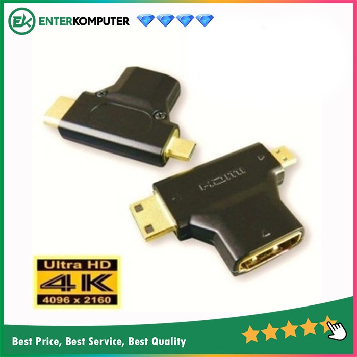 Amber HM-ACD2 - HDMI Adapter, A Female To C (Mini) &amp; D (Micro)