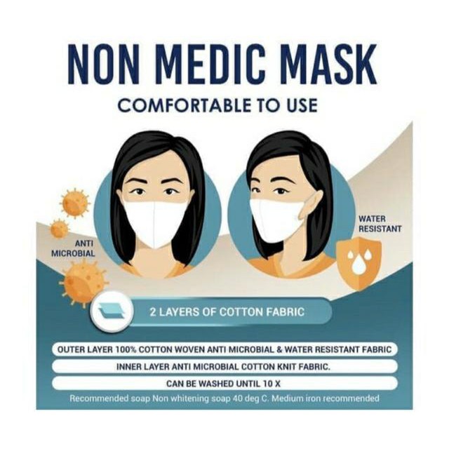 [HARGA SUBSIDI] MASKER KAIN SRITEX Non Medis 2ply Bahan Anti Air(Waterproof) Anti Microbial HIGIENIS