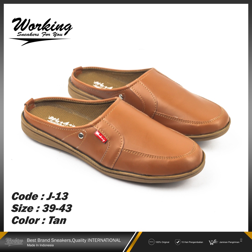 Working Sneskers For You Sepatu Slip On Pria Kulit J-13