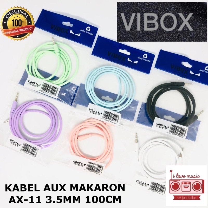 PROMO KABEL AUX VIBOX MAKARON AX11 JACK 3.5MM SUARA HD PANJANG 1M