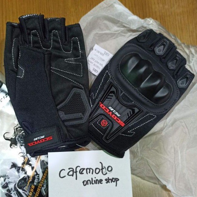 Sarung Tangan SCOYCO MC12D Hitam Half Gloves MC 12D MC-12D - Jari Buntung