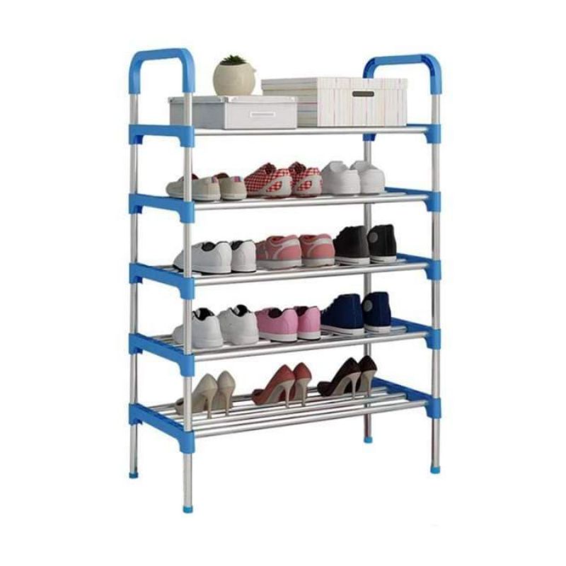 rak sepatu 5 susun pipa aluminium