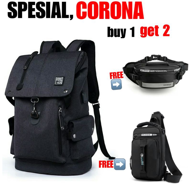 BUY 1 GET 2 - Tas Pria ZB RDN 069 Distro Raindoz Bandung Ransel Punggung Backpack Cowok Keren Sek BR