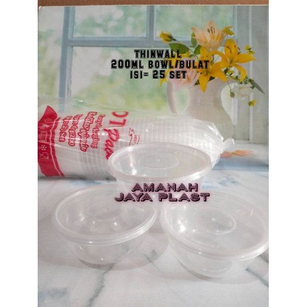 TERSEDIA HARGA GROSIR (25set) Thinwall 200ml Bowl / Thinwall 200 bulat Mangkok