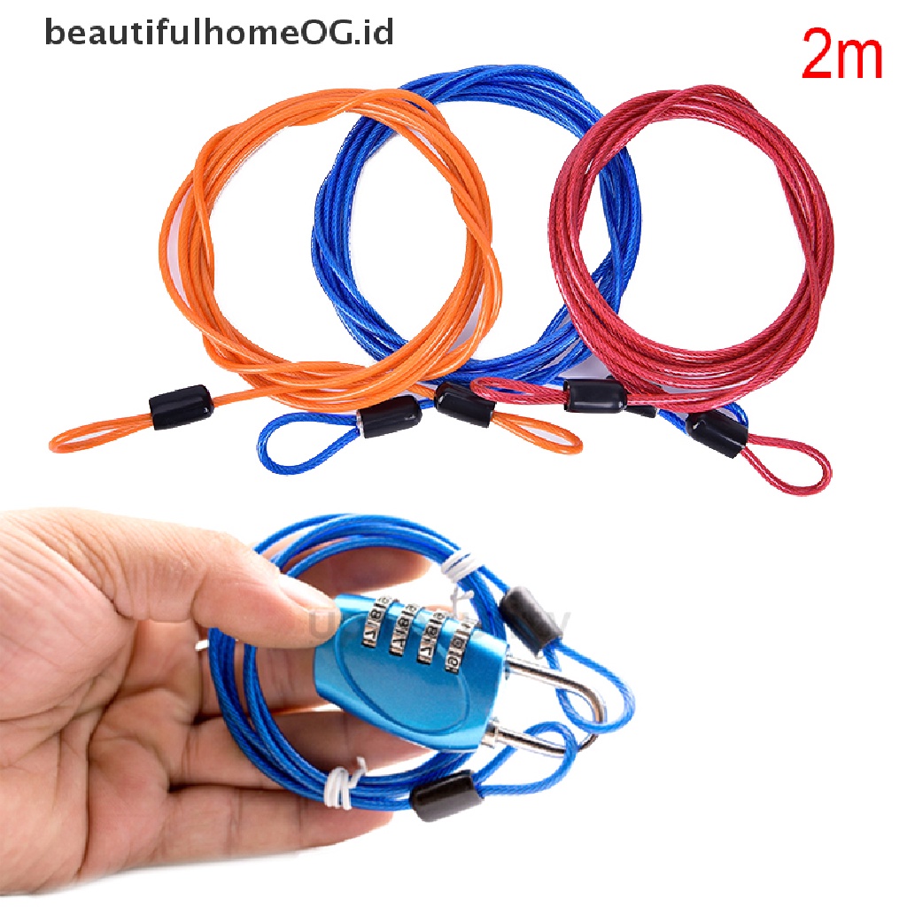 / Beautifulhomeog.id / 2m Kunci Sepeda Model Kabel Kepang Loop Ganda