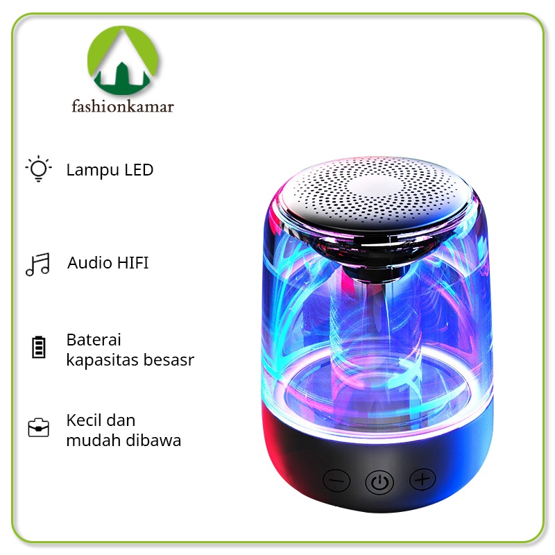 Speaker Mini Bluetooth Portable dan Lampu 7 Warna Waterproof GS03