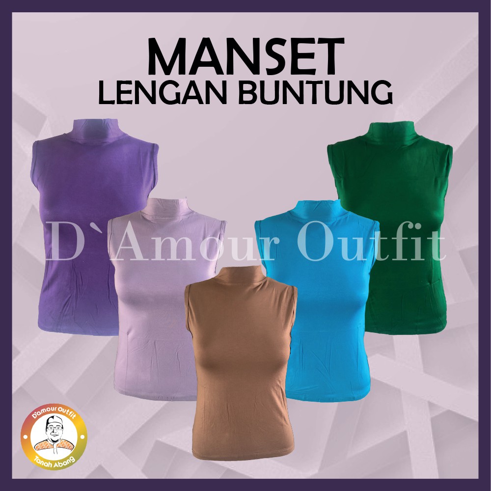 Baju Manset Tanpa Lengan Buntung Wanita Kerah Leher Turtle Neck Polos Dalaman Perempuan Hitam Putih Warna Kulit Bahan Rayon Spandek Kaos Daleman Inner Cewe Dewasa Anak Tangan Pendek Panjang Mangset Atasan Cewek Jumbo Big Size LD 120 130 140 Katun Premium