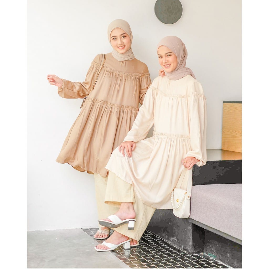 GRISELDA LONG TUNIK – Baju ATASAN TUNIK TUNIC REMPEL BADAN FASHION WANITA REMAJA SUSUN POLOS MURAH H