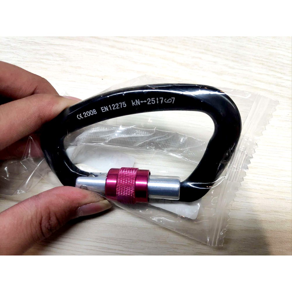 Professional Climbing Karabiner Aluminium Quickdraw D Shape - CE0321 - OMRSL4BK Black