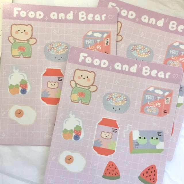 

food and bear sticker sheet 1pcs sticker notebook planer jurnal journal scrapbook sticker laptop