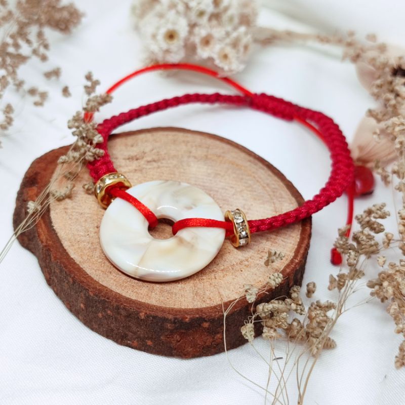 B0185- Gelang giok koin china / gelang giok putih susu