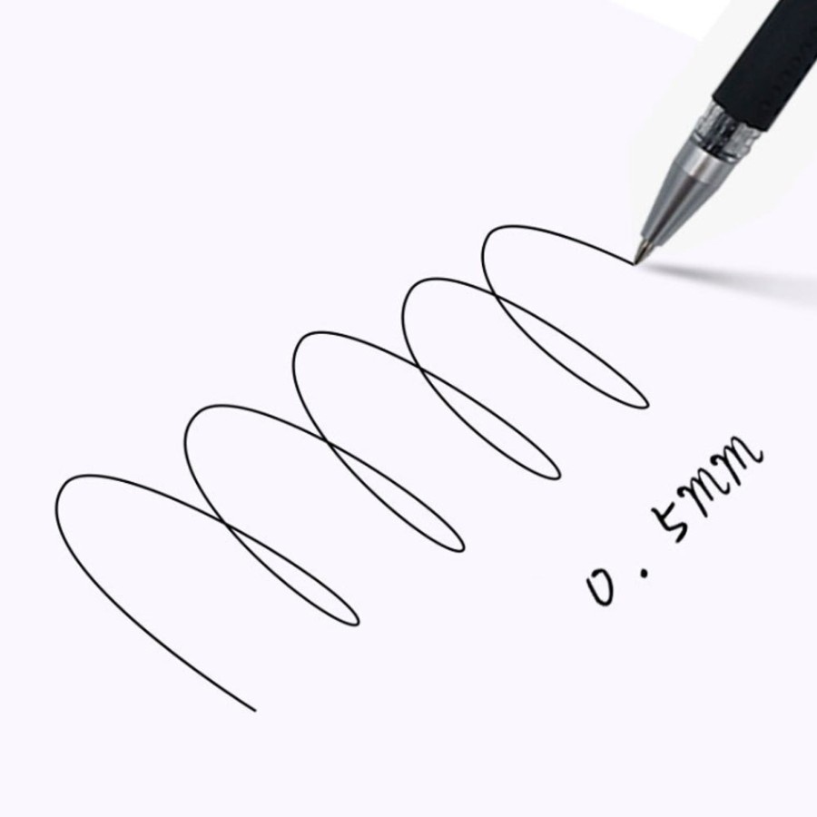 Pulpen Gel Ink Pen Bullet Tip 0.5mm Pena Alat Tulis Hitam Merah Biru