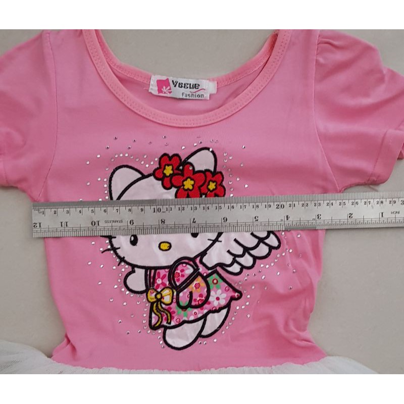 Baju dress kaos Hello Kitty bersayap rok tutu anak perempuan