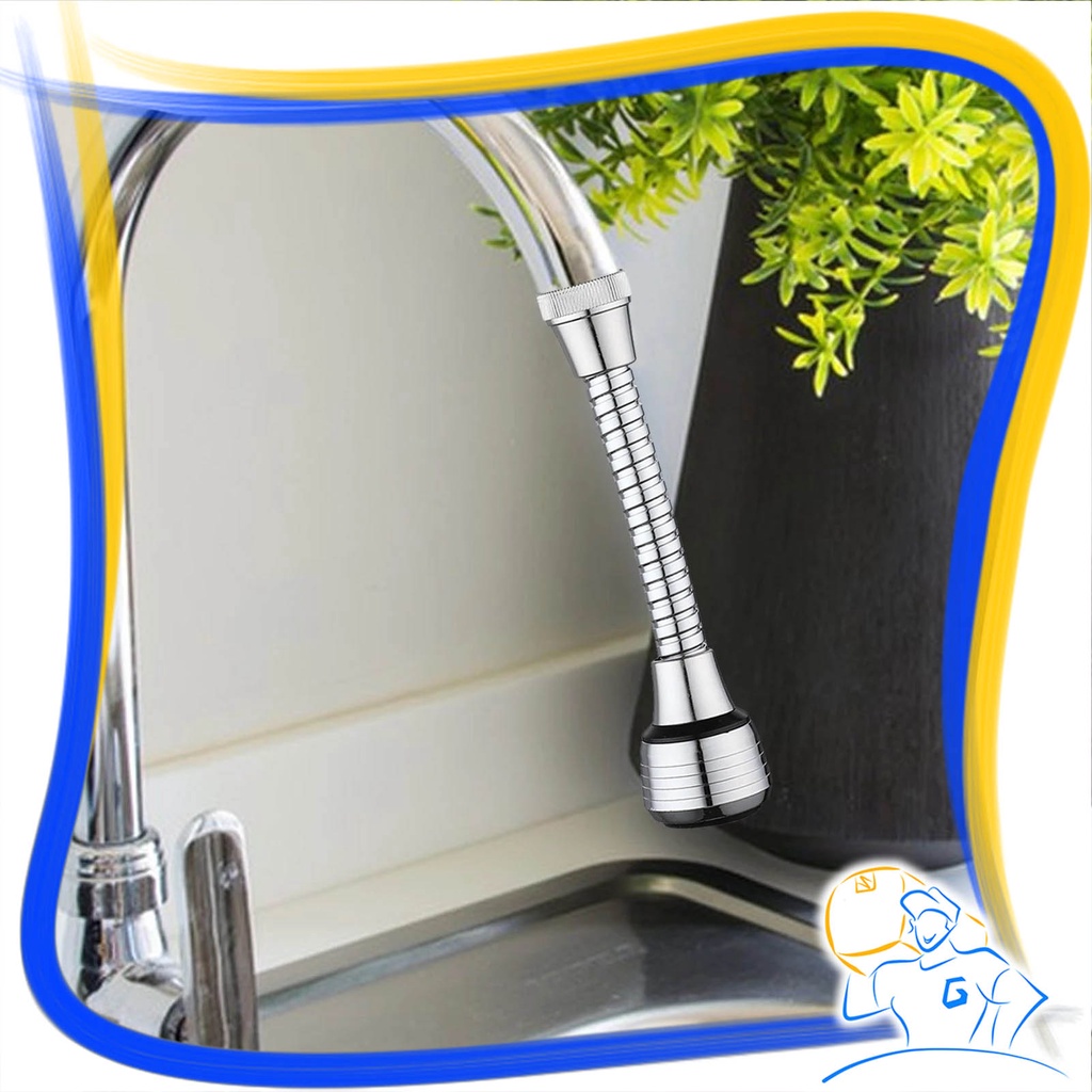 Sambungan Keran Air Panjang Flexibel Turbo Faucet Rotasi 360 derajat 3 Mode Keran Cuci Ikan Tombol On Off