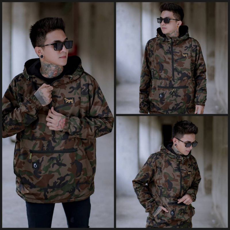 jaket cagoule pria army loreng waterproof MILITARY taslan anti air
