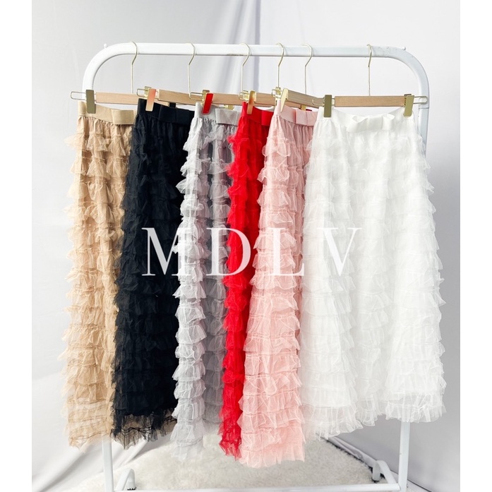 MDLV ~ 9711# Milanna Layered Tulle Long Skirt Rok Tutu Import