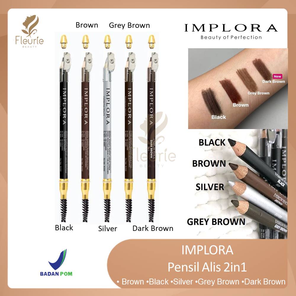 IMPLORA Pensil Alis 2in1 - Soft Type Eyebrow Pencil Original BPOM