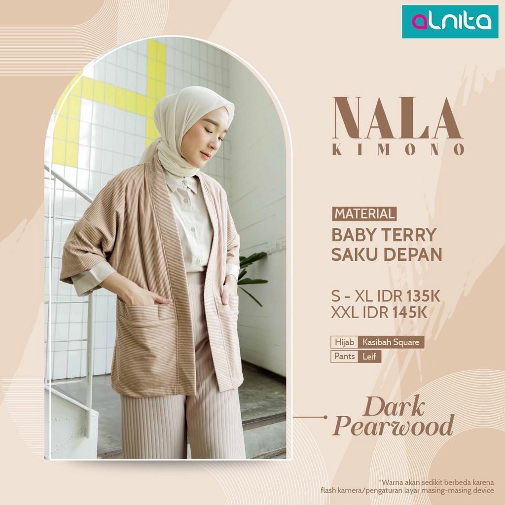 Alnita Outer NALA Bahan Baby Terry Outwear Wanita Polos Cardigan Muslimah Casual Look