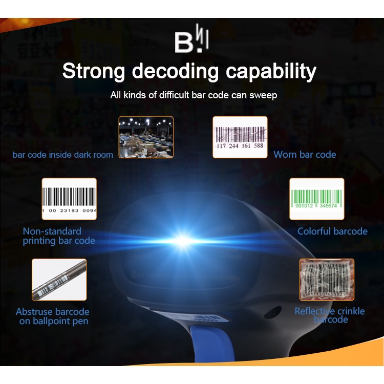 Scanner Barcode Wireless Bluetooth 2D QR 1D - BWM3