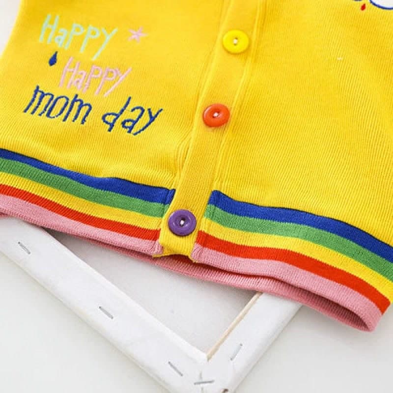 Promo !! Setelan 3in1 anak perempuan import / Setelan anak import / Setelan 3in1 sunday rainbow happy ukuran 1-3 tahun