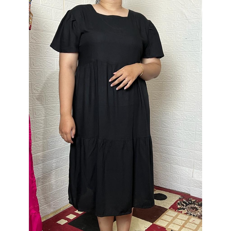 MIDI DRESS VARISHA Daster Rempel 2 Susun Katun Rayon Daster Kekinian