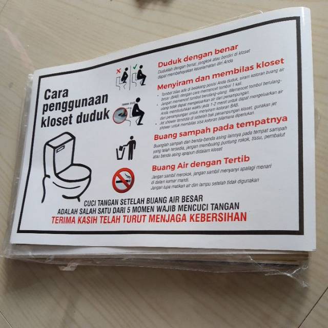 Stiker Petunjuk Penggunaan Closet Duduk / Toilet Duduk / Stiker Toilet Kamar mandi