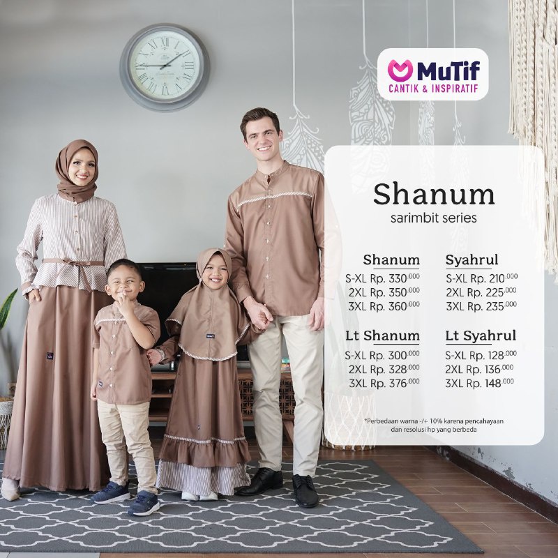 TERBARU Sarimbit Keluarga Katun MUTIF Shanum Series Brown I Shanum I Syahrul ORIGINAL