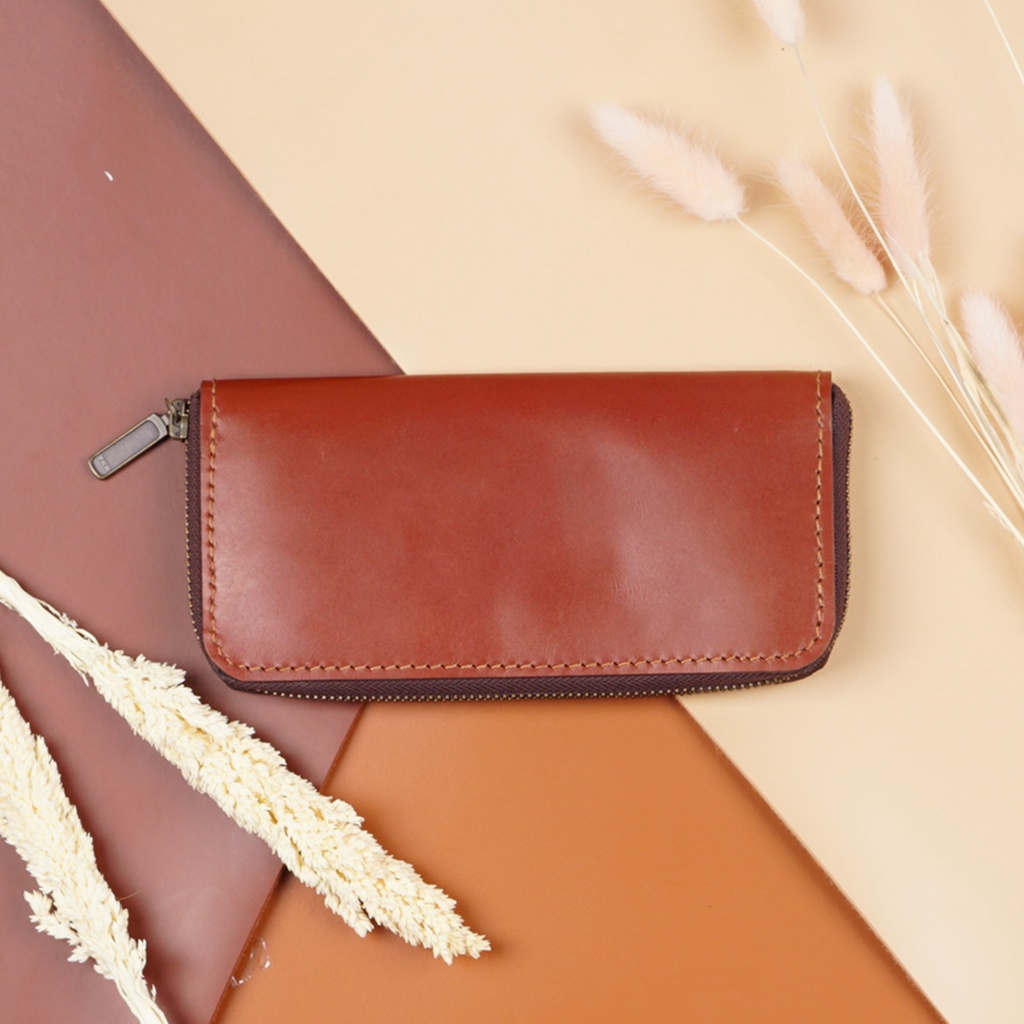 Kamila Dompet Wanita Genuine Leather Dompet Kulit Asli Color Burgundy