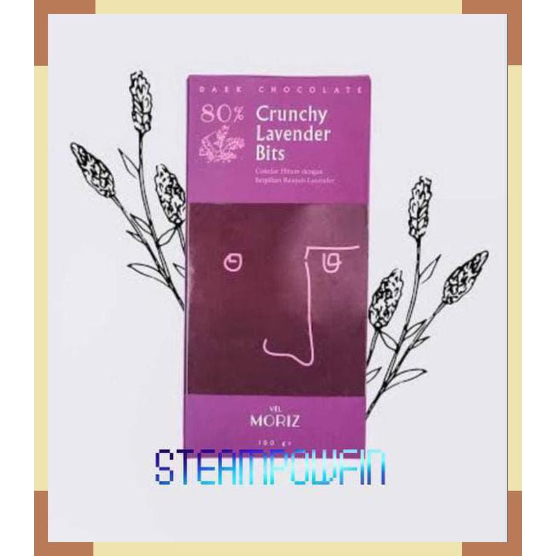 

Vel Moriz Crunchy Lavender Bits 80% Dark Chocolate Cokelat Renyah Choc