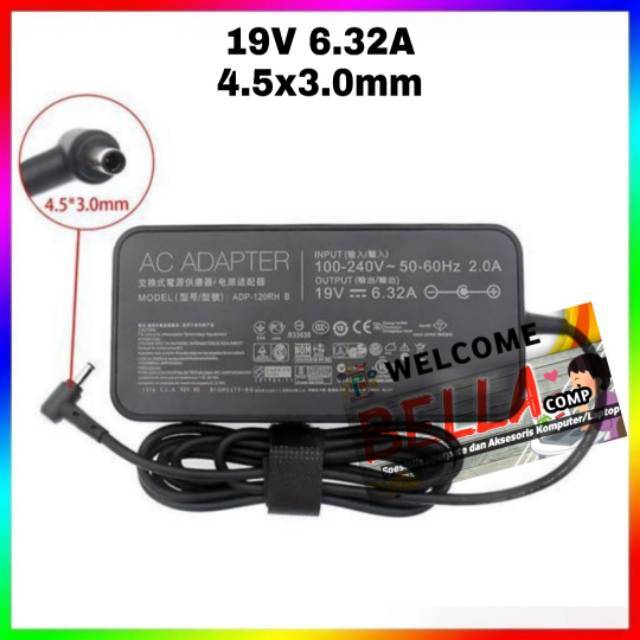 Adaptor Charger Asus Pro PU301LA PU500CA asus pro Advance B400 output 19V 6.32A 4.5x3.0mm Original