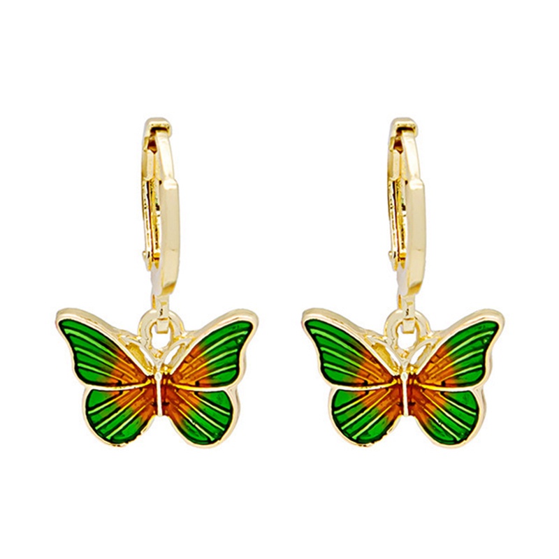 Anting Kait Gantung Desain Kupu-Kupu Biru Hijau Handmade Gaya Korea Untuk Wanita