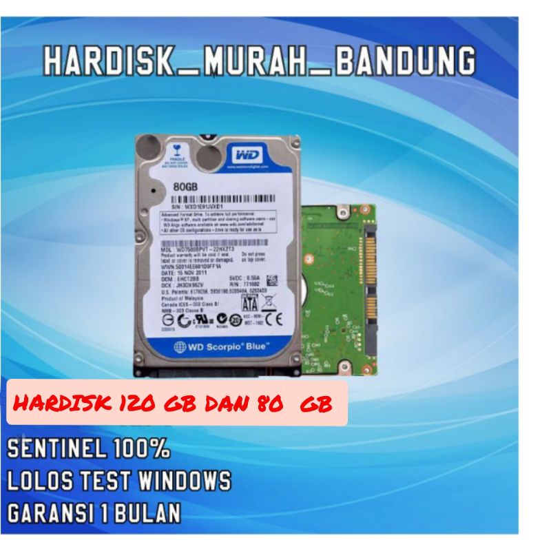 Hardisk Laptop 120  GB dan 80 GB  sata 2.5 inch