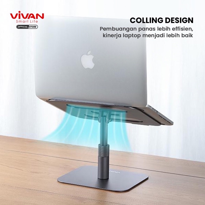 VIVAN VLS03 Laptop Cooling Stand Original Liftable Foldable Aluminum Alloy Gray - Garansi 1 Tahun