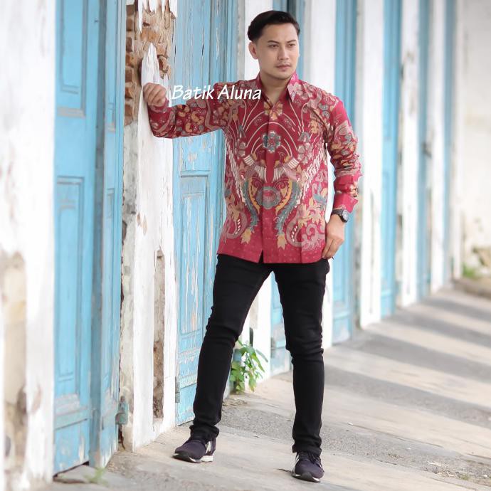 Baju Batik Alisan  Prabu Pria  Lengan Panjang Premium Kemeja Seragam Formal Orijinal Aluna Abg 068
