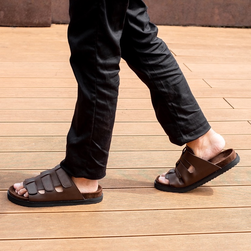 Chamber Brown | Sendal Casual Coklat Original Kasual Chunky Pria Cowok Sandal | FORIND x Giant Flames