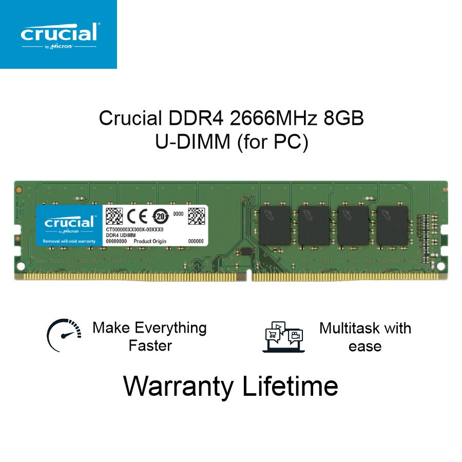 Crucial DDR4 2666 8GB U-DIMM Longdimm DDR4 2666MHz 8GB PC4-21300