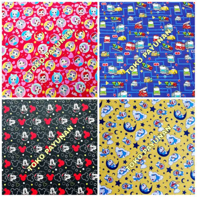 Bahan Kain Katun Seprei Sprei  Meteran Motif  Kartun 