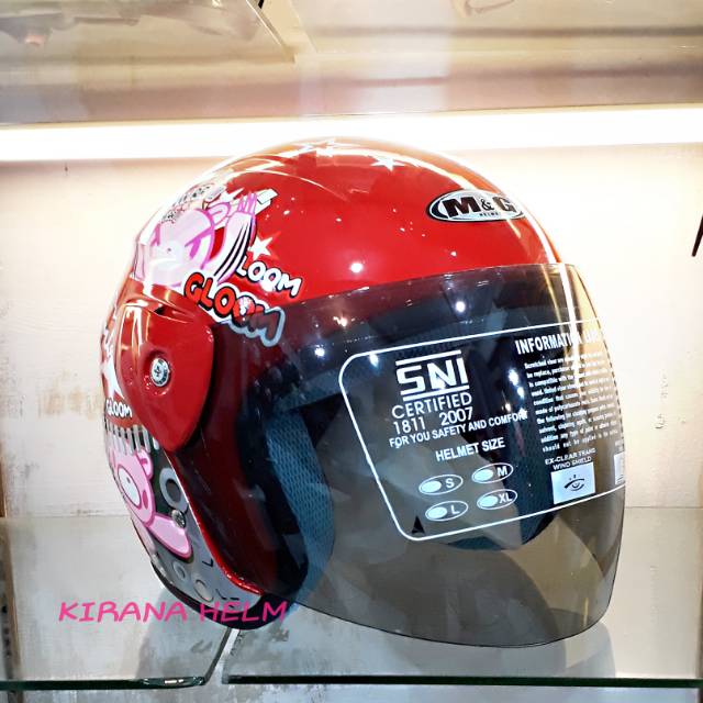 Helm Motor Model GM Evo Termurah Gambar Gloom Warna Merah