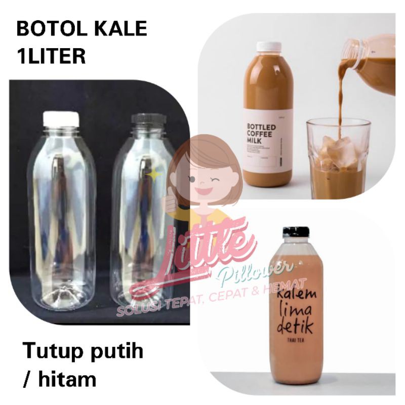 BOTOL KALE 1 LITER TEBAL (49GR) - Botol plastik 1000ml - Botol Kopi Kekinian - Botol plastik Tebal - Botol Kale kekinian