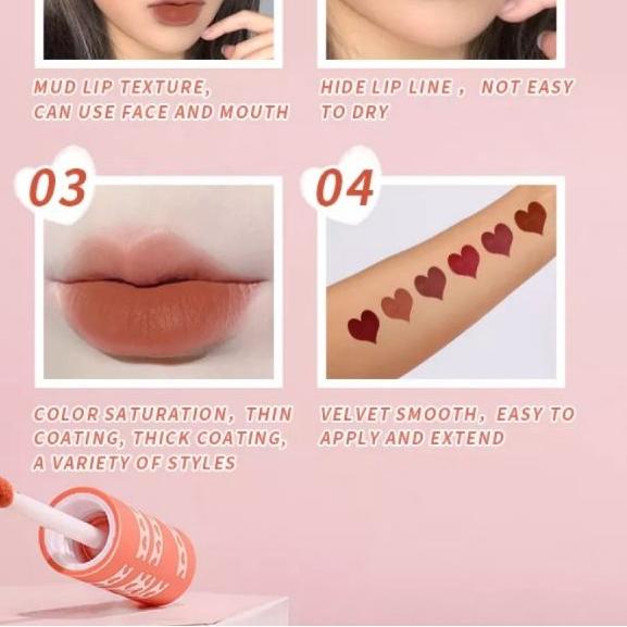 KIMUSE Lip Cream Matte Velvet Smooth 6 Color Waterproof
