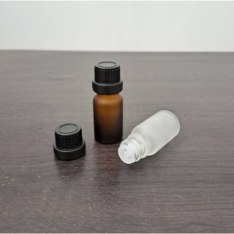 botol kaca 10ml doff tutup filler hitam / botol essential oil 10ml