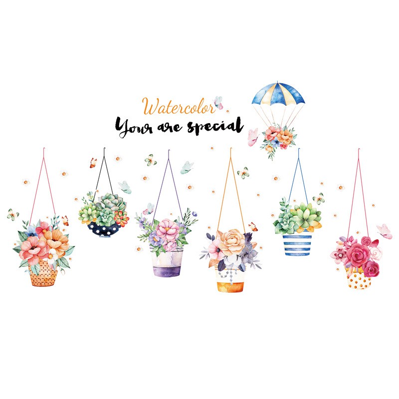 Reliza Wall Sticker Hanging Color Potted Stiker Dinding Pot Gantung LDR3762