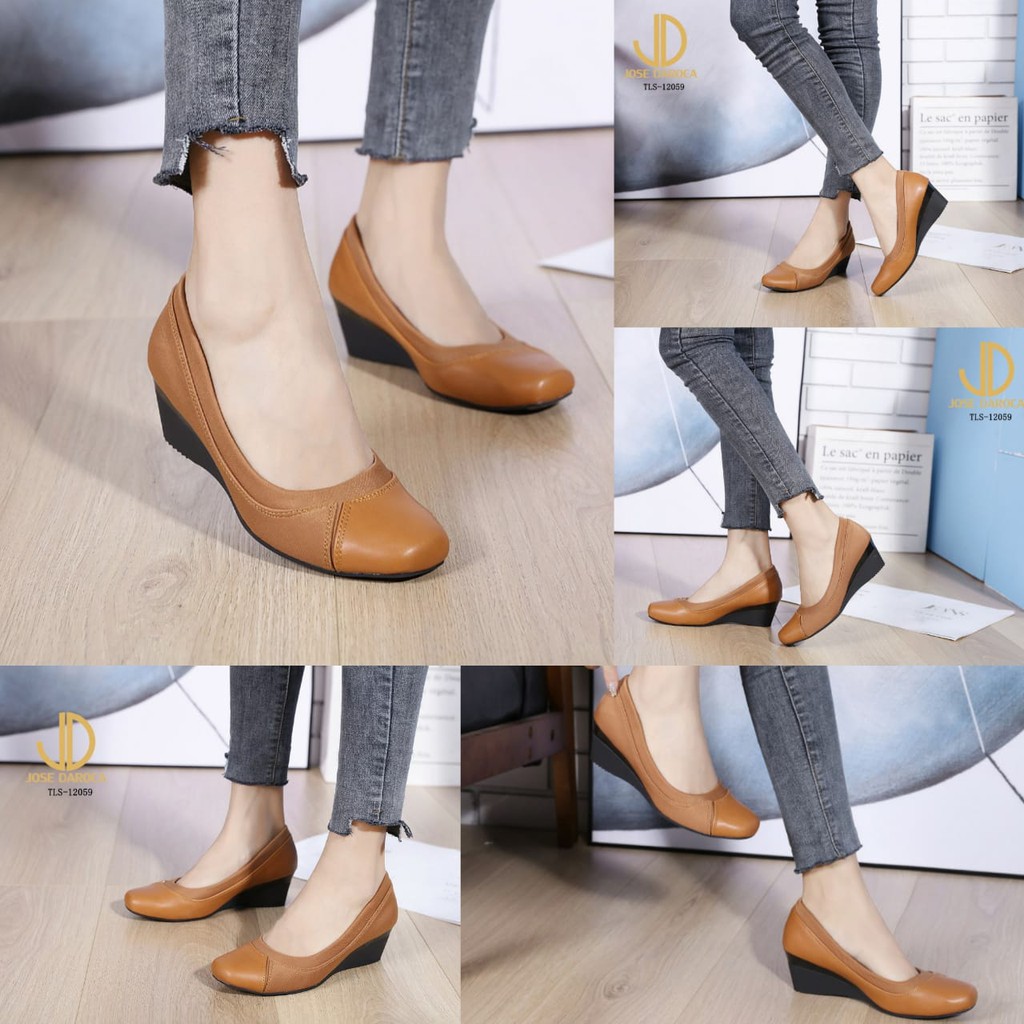 JOSE DAROCA Sepatu Wedges Kulit Halus # TLS-12059# Original