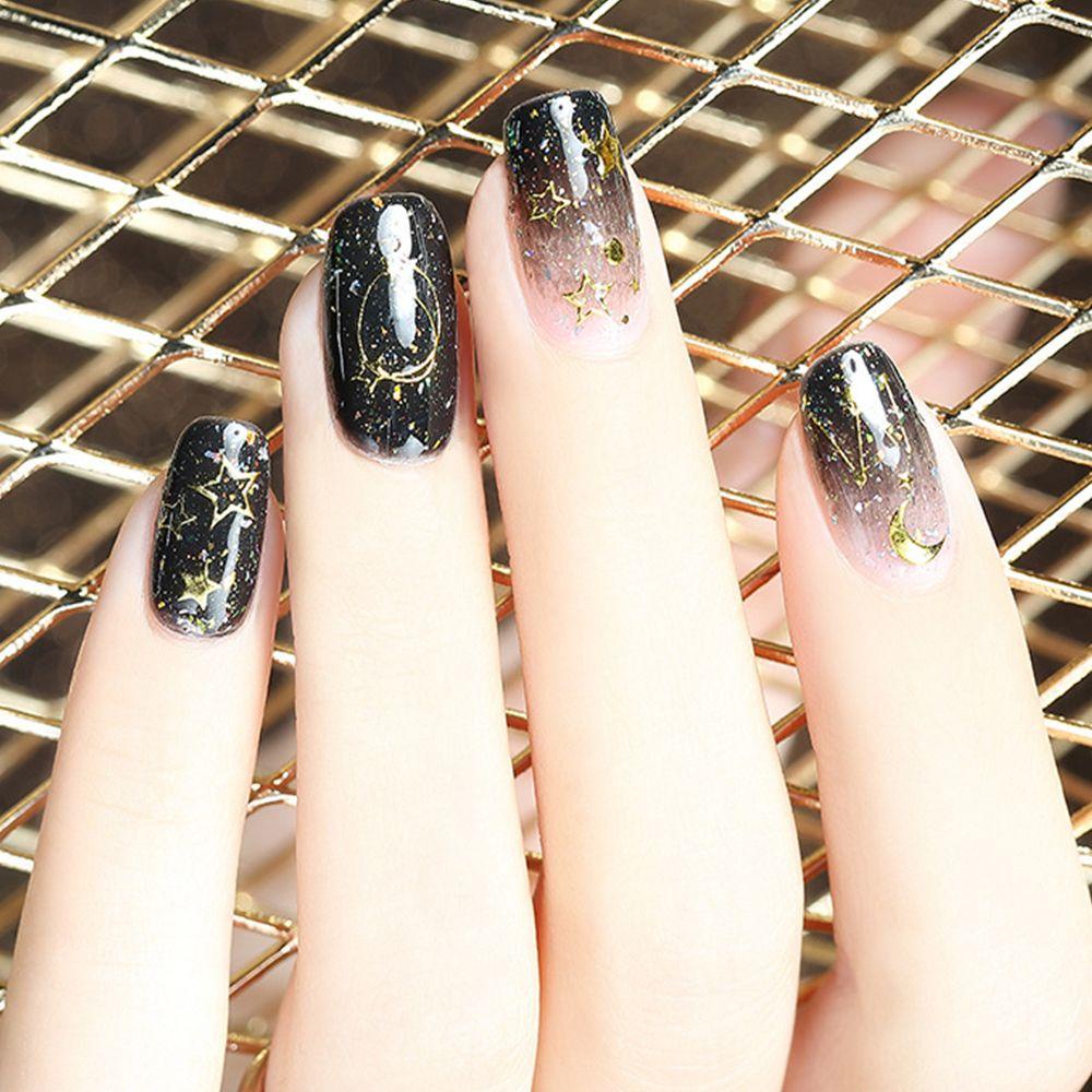 AUGUSTINA Agustin 3D Stiker Kuku DIY Dekorasi Nail Art Nail Tips Nail Patch Gold Embossed Starry Metal Strip